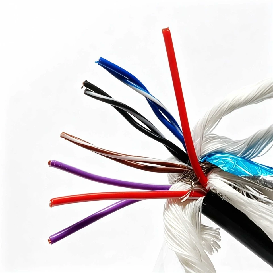 Flexible TPU Shielded Cable 3*2*0.5mm²+4*1.0mm² Bare Copper Foil & Braided Twisted Pair For Industrial Control factory